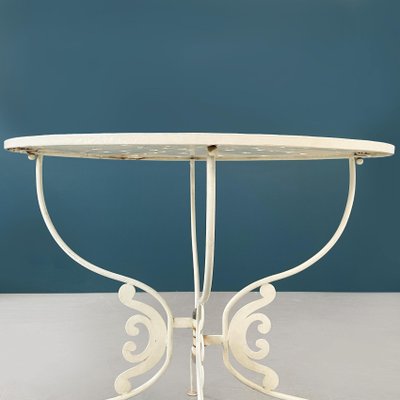 Mid-Century Italian White Wrought Garden Table, 1960s-GDD-1288488