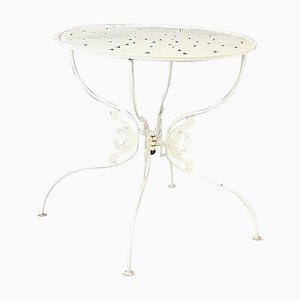 Mid-Century Italian White Wrought Garden Table, 1960s-GDD-1288488