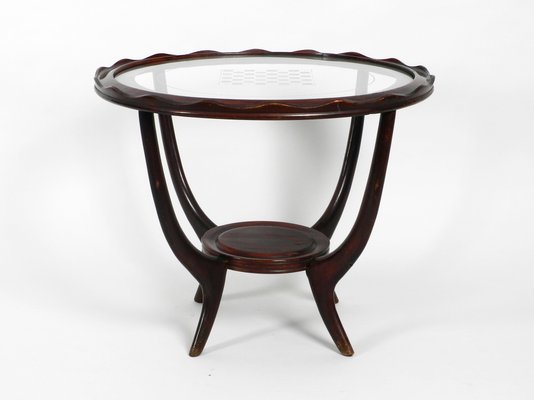 Mid-Century Italian Wood and Glass Chess and Side Table-RR-657666