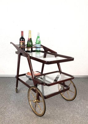 Mid-Century Italian Wood Bar Cart by Cesare Lacca, 1950s-JDR-1125995