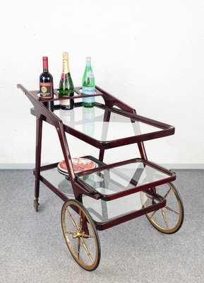 Mid-Century Italian Wood Bar Cart by Cesare Lacca, 1950s-JDR-1125995