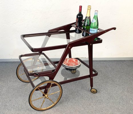 Mid-Century Italian Wood Bar Cart by Cesare Lacca, 1950s-JDR-1125995