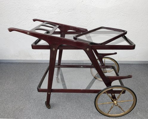 Mid-Century Italian Wood Bar Cart by Cesare Lacca, 1950s-JDR-1125995