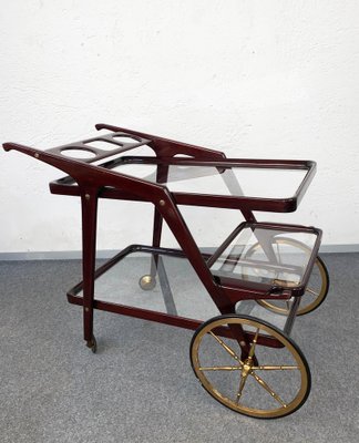 Mid-Century Italian Wood Bar Cart by Cesare Lacca, 1950s-JDR-1125995