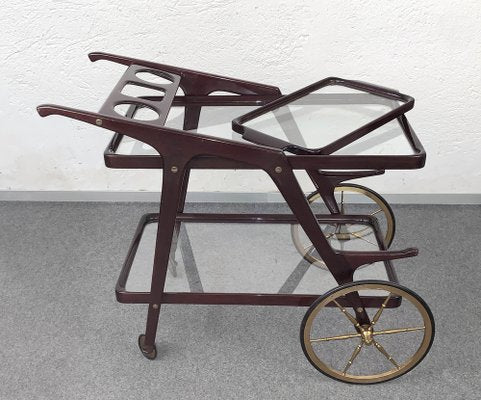 Mid-Century Italian Wood Bar Cart by Cesare Lacca, 1950s-JDR-1125995