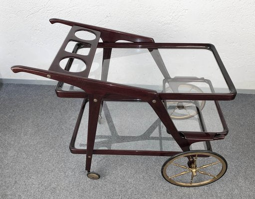 Mid-Century Italian Wood Bar Cart by Cesare Lacca, 1950s-JDR-1125995