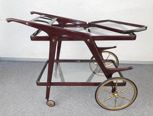 Mid-Century Italian Wood Bar Cart by Cesare Lacca, 1950s-JDR-1125995