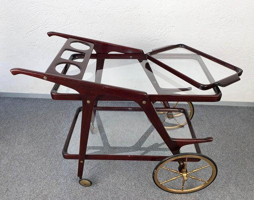 Mid-Century Italian Wood Bar Cart by Cesare Lacca, 1950s-JDR-1125995