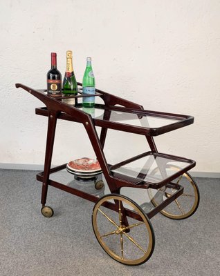 Mid-Century Italian Wood Bar Cart by Cesare Lacca, 1950s-JDR-1125995