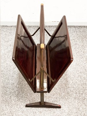 Mid-Century Italian Wood & Brass Magazine Rack by Ico & Luisa Parisi, 1950s-JDR-1126063