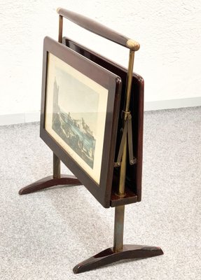 Mid-Century Italian Wood & Brass Magazine Rack by Ico & Luisa Parisi, 1950s-JDR-1126063