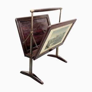 Mid-Century Italian Wood & Brass Magazine Rack by Ico & Luisa Parisi, 1950s-JDR-1126063