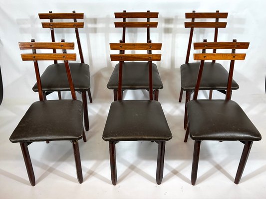 Mid-Century Italian Wood Chairs, Set of 6-OT-1117754