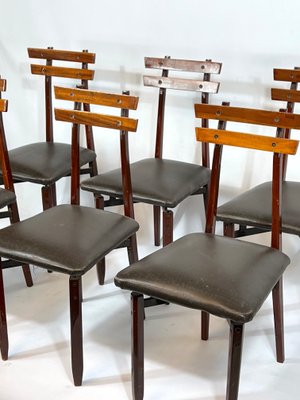 Mid-Century Italian Wood Chairs, Set of 6-OT-1117754