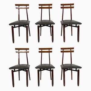 Mid-Century Italian Wood Chairs, Set of 6-OT-1117754