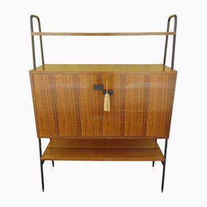 Mid-Century Italian Wooden and Black Metal Shelf, 1950s-OXJ-1763648