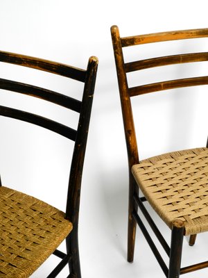 Mid-Century Italian Wooden Dining Chairs with Wicker Cord Seats, Set of 2-RR-1230918