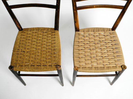 Mid-Century Italian Wooden Dining Chairs with Wicker Cord Seats, Set of 2-RR-1230918