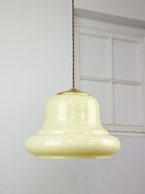 Mid-Century Italian Yellow Brass and Glass Pendant Lamp-HGJ-1722376