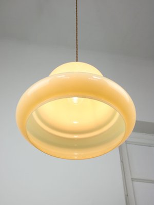 Mid-Century Italian Yellow Brass and Glass Pendant Lamp-HGJ-1722376