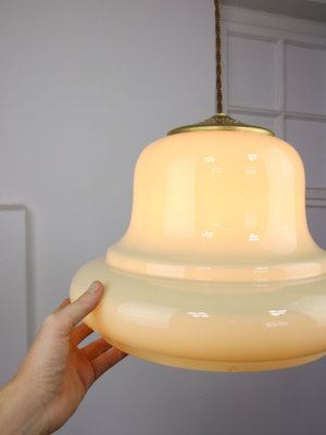 Mid-Century Italian Yellow Brass and Glass Pendant Lamp-HGJ-1722376