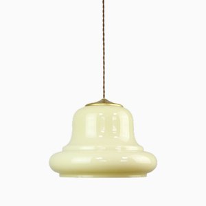 Mid-Century Italian Yellow Brass and Glass Pendant Lamp-HGJ-1722376