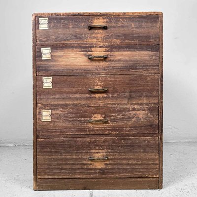 Mid-Century Japanese Wooden Drawer Cabinet, 1920s-DWL-1786386