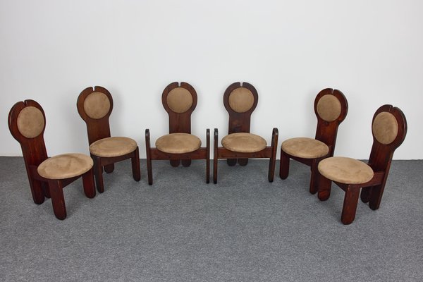 Mid-Century Larch Dining Chairs Set & Oval Table by Maria Szedleczky, Hungary, 1977, Set of 7-XCG-2010140