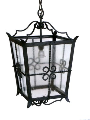 Mid-Century Large Italian Wrought Iron Ceiling Lamps, Set of 2-GKB-837949