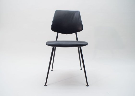 Mid-Century Leather and Metal Side Chair, 1950s-KQB-692805