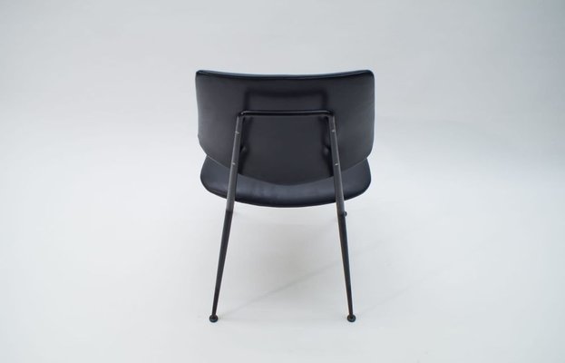 Mid-Century Leather and Metal Side Chair, 1950s-KQB-692805