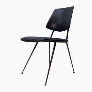 Mid-Century Leather and Metal Side Chair, 1950s-KQB-692805