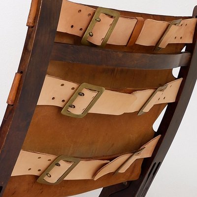 Mid-Century Leather and Wooden Folding Chair by Børge Mogensen, 1950s-NYF-2019017