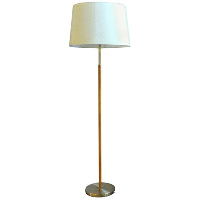 Mid-Century Leather Brass Floor Lamp from Atelje Lyktan, Sweden, 1960s-UYK-1384988