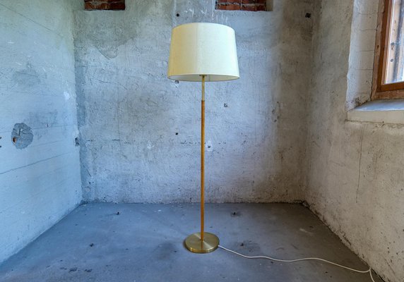 Mid-Century Leather Brass Floor Lamp from Atelje Lyktan, Sweden, 1960s-UYK-1384988