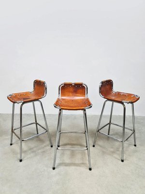 Mid-Century Leather & Chrome Bar Stools, 1960s-BW-2027324