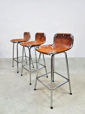 Mid-Century Leather & Chrome Bar Stools, 1960s-BW-2027324