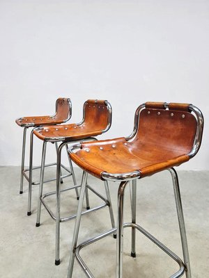 Mid-Century Leather & Chrome Bar Stools, 1960s-BW-2027324