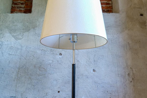 Mid-Century Leather Chrome Floor Lamp from Atelje Lyktan, Sweden, 1960s-UYK-1384989