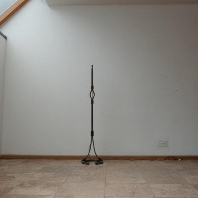 Mid-Century Leather & Iron Floor Lamp by Jean-Pierre Ryckaert-JRP-974020