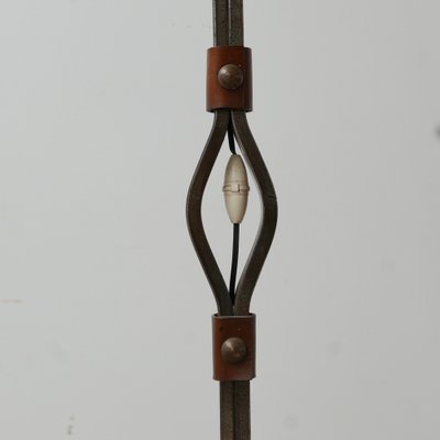 Mid-Century Leather & Iron Floor Lamp by Jean-Pierre Ryckaert-JRP-974020