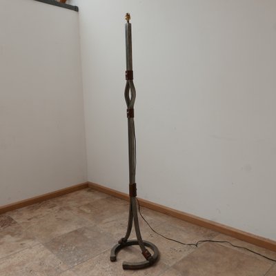 Mid-Century Leather & Iron Floor Lamp by Jean-Pierre Ryckaert-JRP-974020