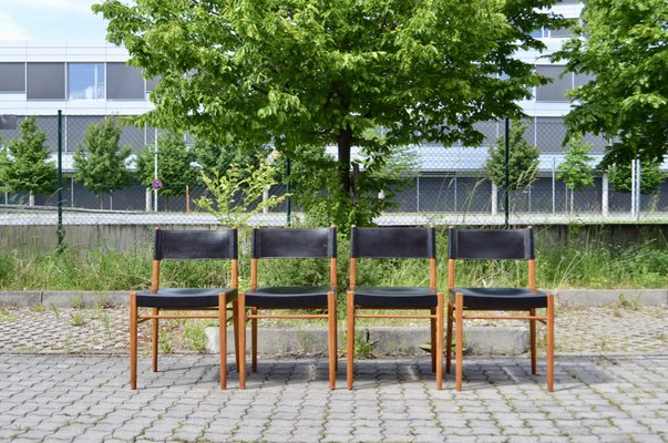 Mid-Century Leather & Oak Model 3024 Dining Chairs by Helmut Magg for Deutsche Werkstatten, 1957, Set of 4-UF-1371991