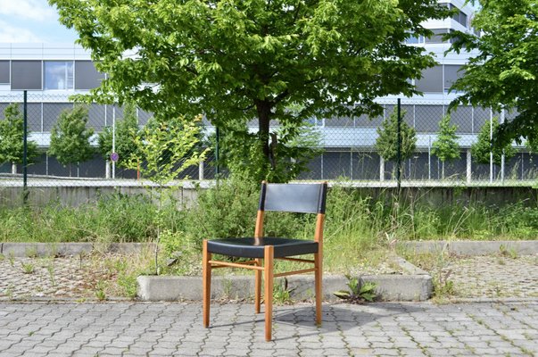 Mid-Century Leather & Oak Model 3024 Dining Chairs by Helmut Magg for Deutsche Werkstatten, 1957, Set of 4-UF-1371991