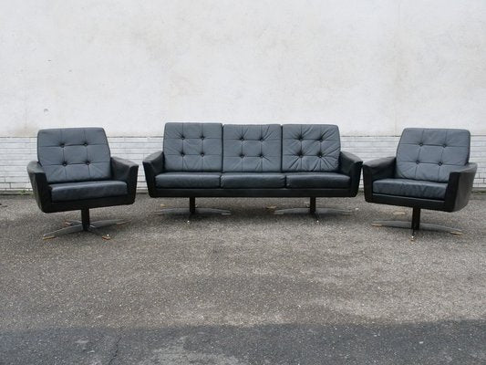 Mid-Century Leather Sofas and Armchairs from Krasemann, 1960s, Set of 3-LVS-1760305