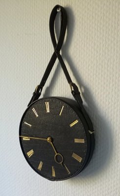 Mid-Century Leather Wall Clock-GJF-1259083