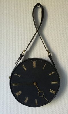 Mid-Century Leather Wall Clock-GJF-1259083