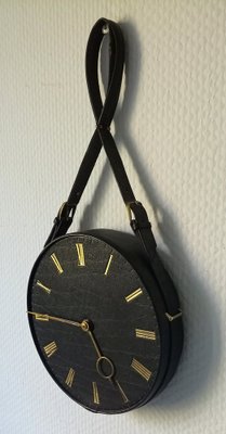 Mid-Century Leather Wall Clock-GJF-1259083