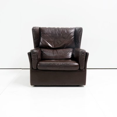 Mid-Century Leather Wingback Club Chair-SV-925853