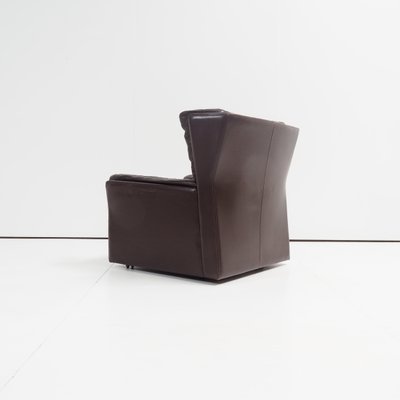 Mid-Century Leather Wingback Club Chair-SV-925853